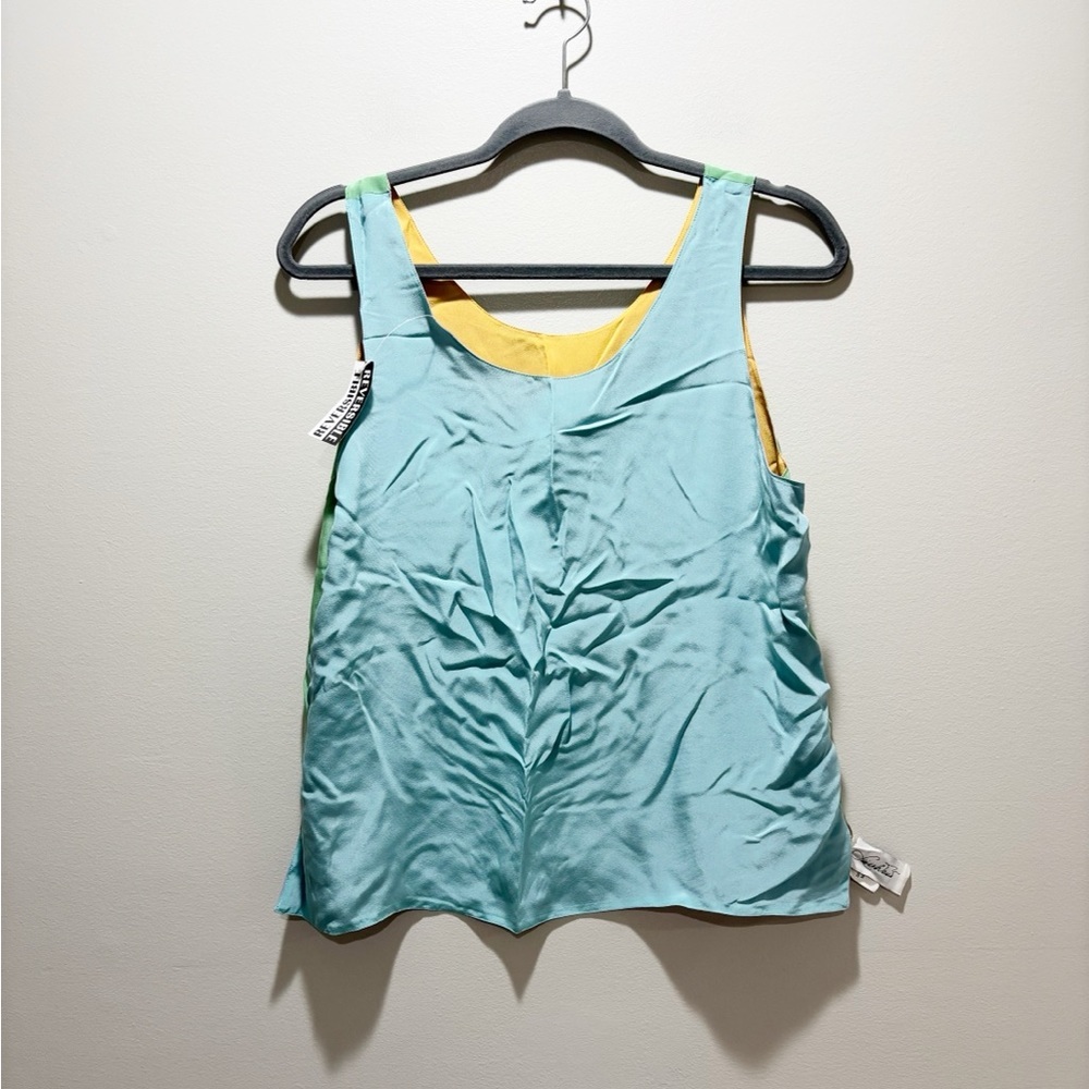 Vintage Women’s Colorblock Reversible Silk Colorful Tank Top Size Medium